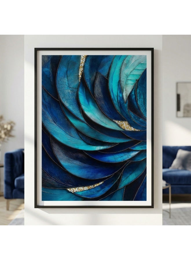 60x80cm Diamond Chain Abstract Art Wall Hanging – Blue Wave Texture Modern Luxury Decor for Living Room & Bedroom - Image 4